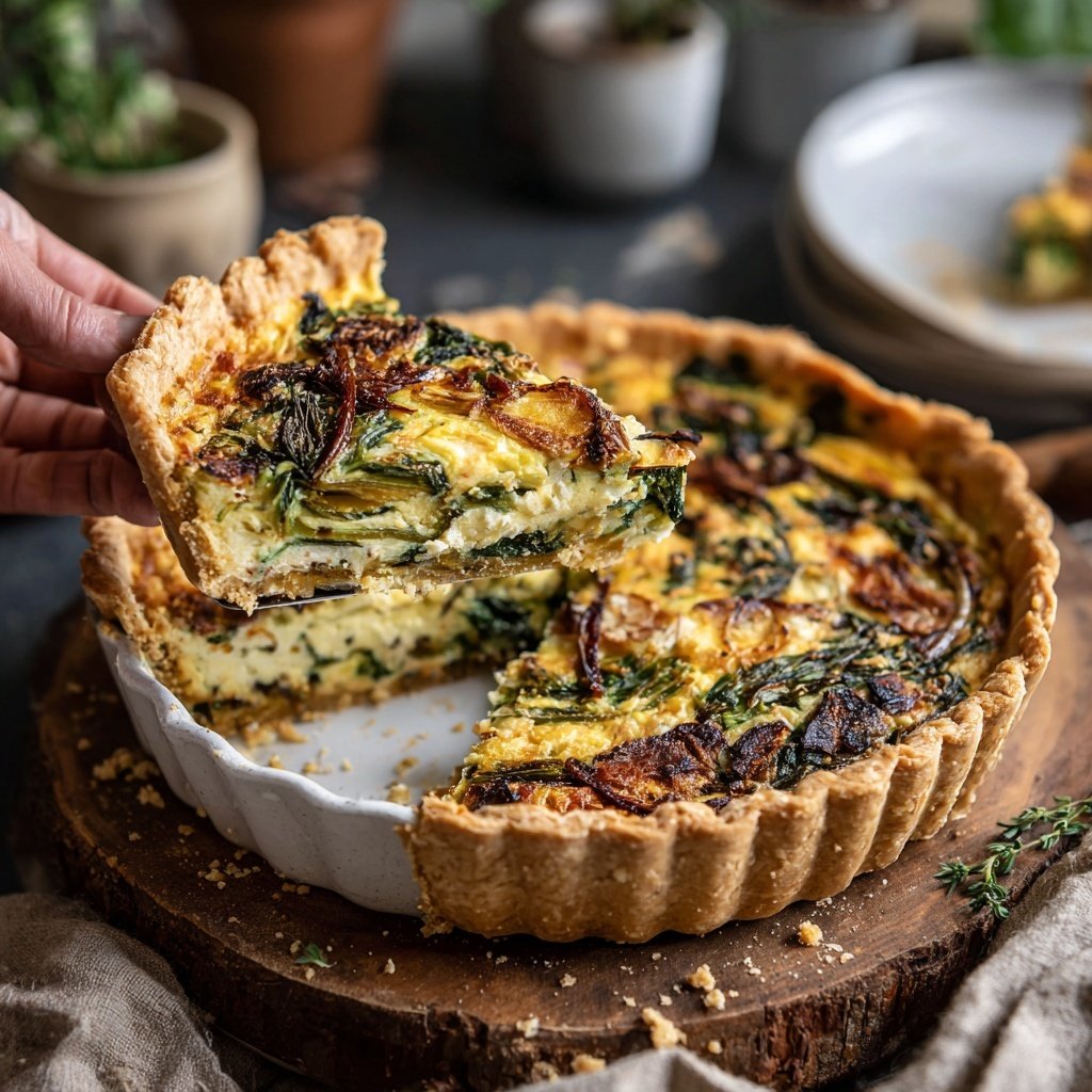 Savory Quiche with Spring Greens